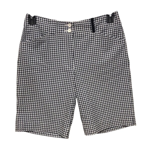 Nike‎ Golf Dry Fit Womens Houndstooth Print Bermuda Shorts Size 4 Black & White - Picture 1 of 5